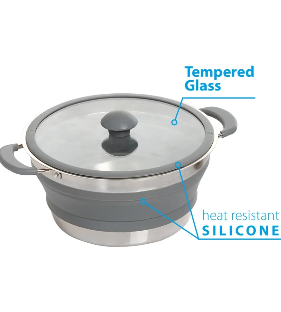 Campeggio-Brunner Pentola da campeggio collassabile "volcano fold-away ø 20" in plastica e acciaio inox