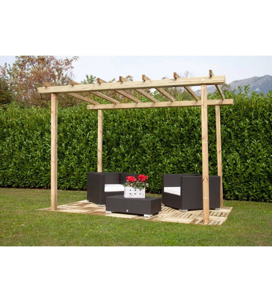 Sale Pergola autoportante da esterno in legno, 300x400 cm Coperture Per Esterno E Accessori