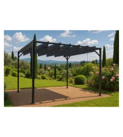 Sale Pergola bioclimatica da esterno "louver" in acciaio grigio 3x3 m Coperture Per Esterno E Accessori