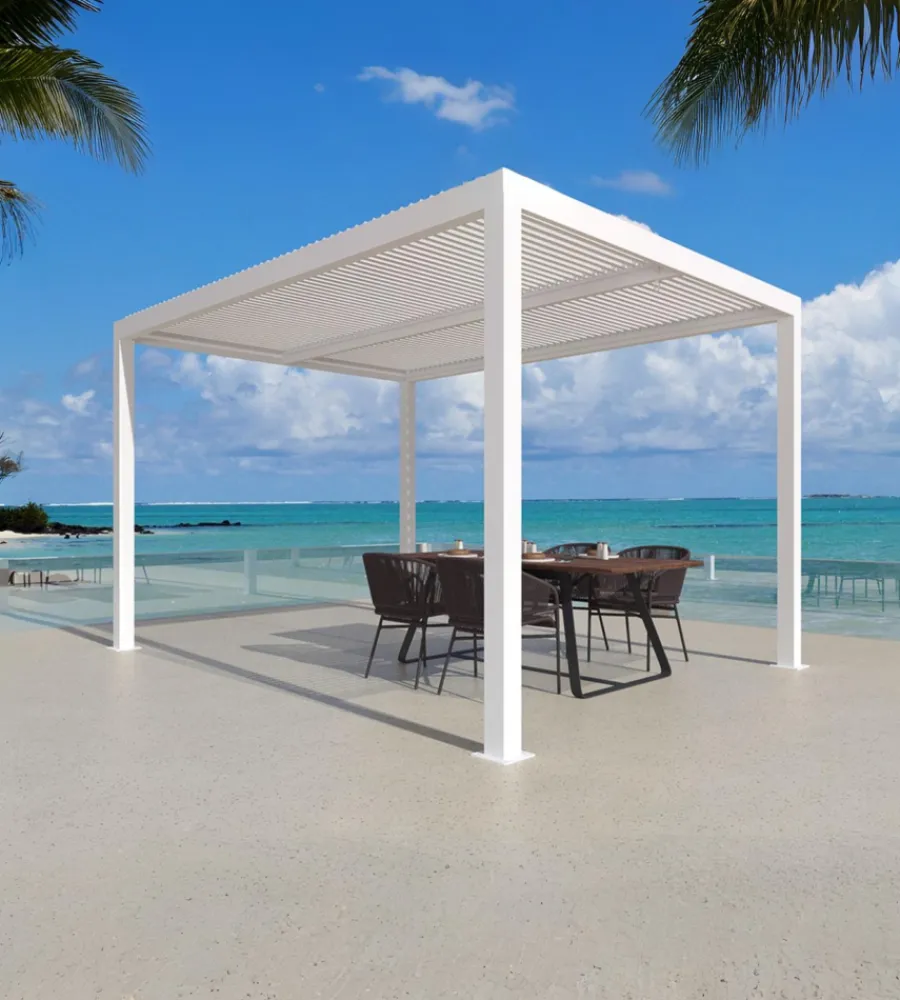 Coperture Per Esterno E Accessori- Pergola bioclimatica da esterno "artemide" in alluminio bianco 3x4 m