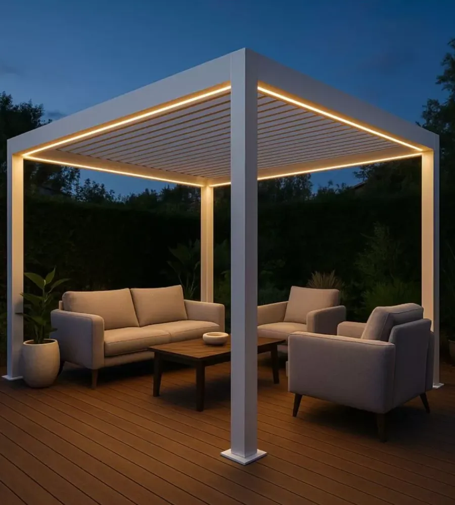 Coperture Per Esterno E Accessori- Pergola bioclimatica da esterno "artemide" in alluminio bianco 3x4 m