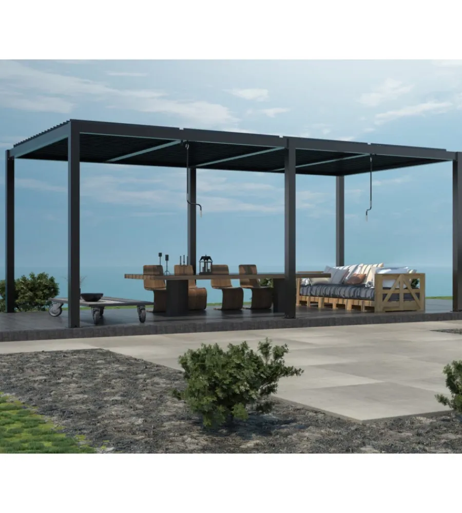 Coperture Per Esterno E Accessori- Pergola bioclimatica elica garden antracite 7,8x4x2,5 m