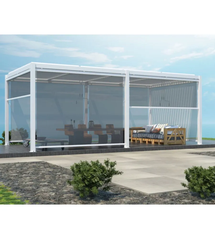 Clearance Pergola bioclimatica elica garden bianco 7,8x4x2,5 m Coperture Per Esterno E Accessori