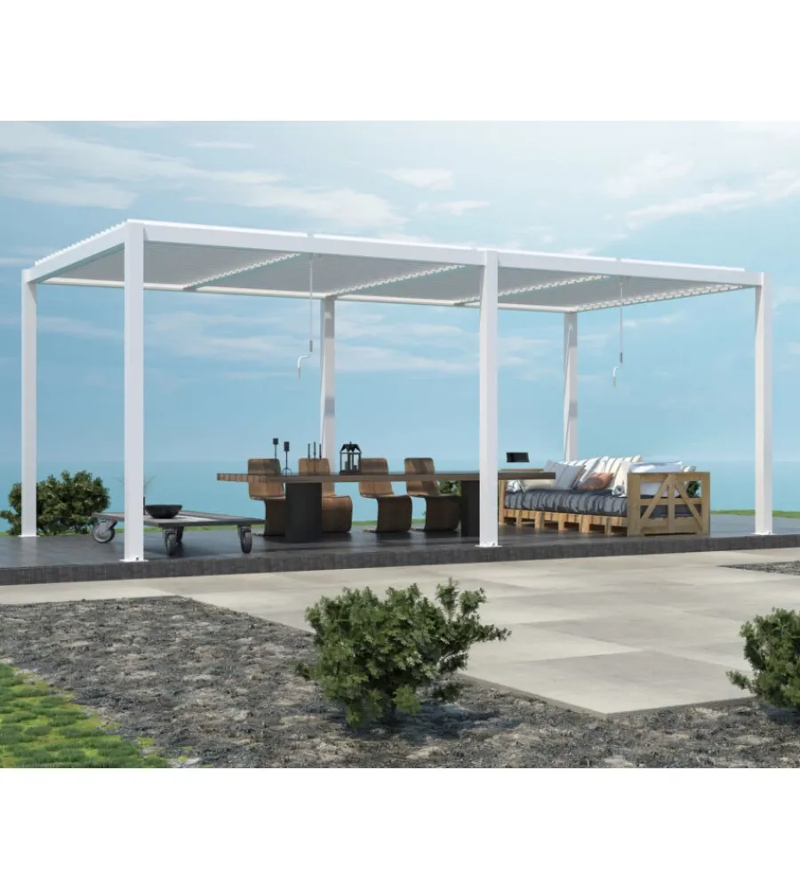 Clearance Pergola bioclimatica elica garden bianco 7,8x4x2,5 m Coperture Per Esterno E Accessori