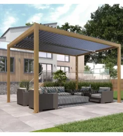 Coperture Per Esterno E Accessori|Pergola bioclimatica elica garden effetto legno 294x394x250 cm