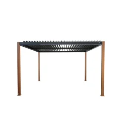 Coperture Per Esterno E Accessori|Pergola bioclimatica riviera "calicantus wood" in alluminio effetto legno con led 400x300x250 cm
