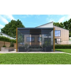 Coperture Per Esterno E Accessori|Pergola bioclimatica riviera "calicantus wood" in alluminio effetto legno con led 400x300x250 cm