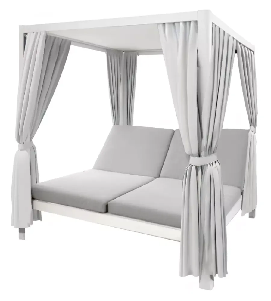 Coperture Per Esterno E Accessori|Pergola con sunlounge doppio riviera "tulipano" bianco e grigio 205x166x200 cm