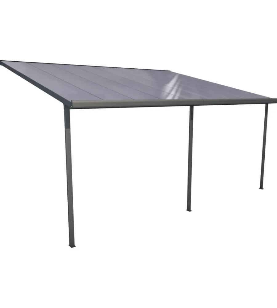 Sale Pergola da esterno "patio" in alluminio antracite e policarbonato trasparente, 4x5 metri Coperture Per Esterno E Accessori