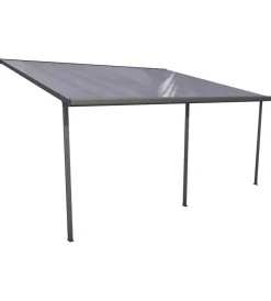 Coperture Per Esterno E Accessori|Pergola da esterno "patio" in alluminio antracite e policarbonato opale, 4x4 metri