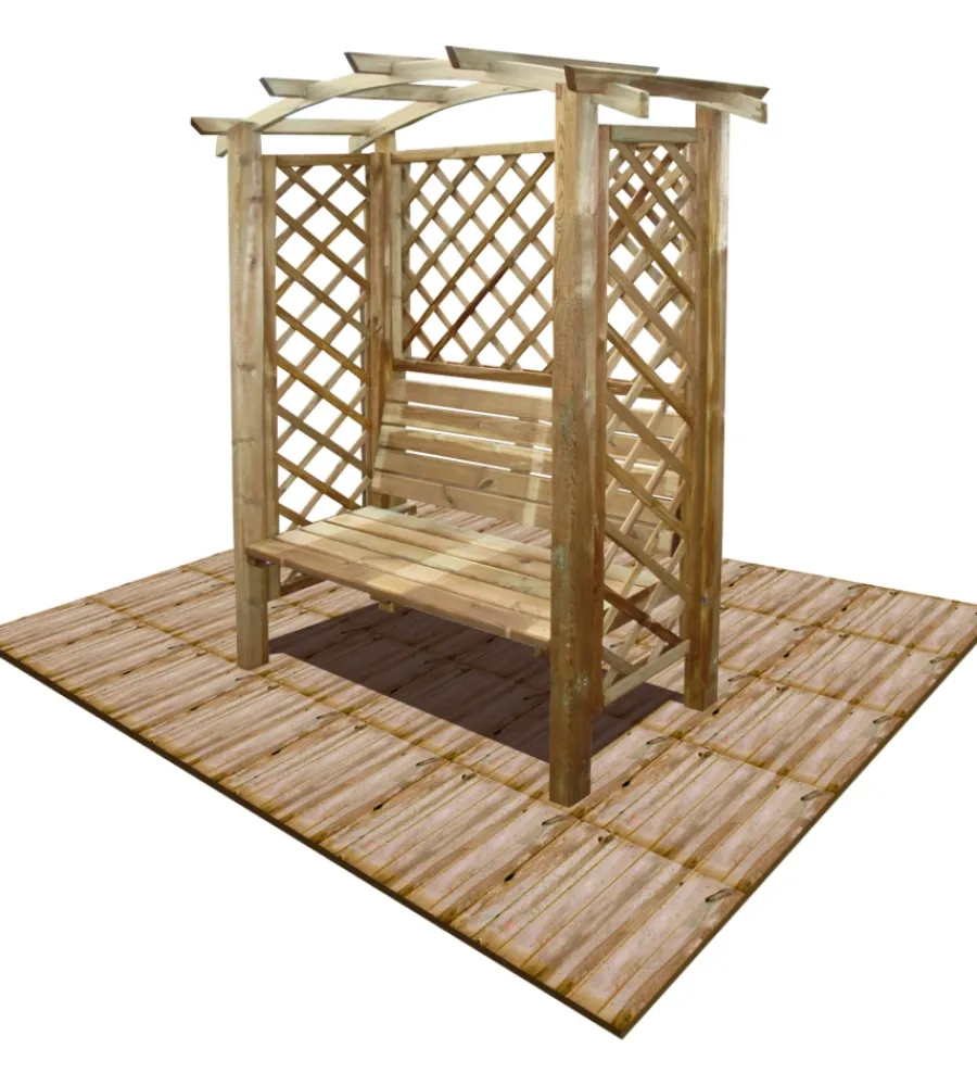 Mobili Da Giardino E Accessori- Pergola da giardino in legno ad arco con panca 160x70190 cm