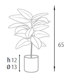 Fiori Artificiali|Pianta di ficus elastica in polietilene con 15 foglie, 65 cm