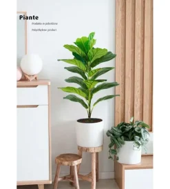 Fiori Artificiali|Pianta di ficus lyrata in polietilene con 21 foglie, 75 cm