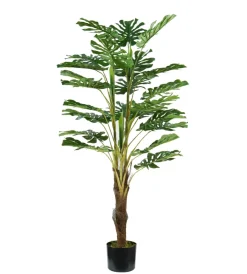 Fiori Artificiali- Pianta monstera in polietilene con 24 foglie, 120 cm