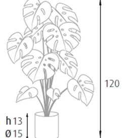 Fiori Artificiali- Pianta monstera in polietilene con 24 foglie, 120 cm