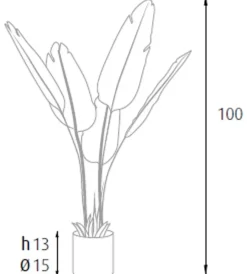 Fiori Artificiali- Pianta strelitzia in polietilene con 5 foglie, 100 cm