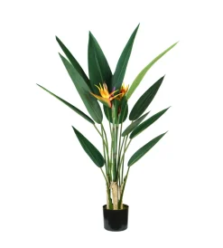 Online Pianta strelitzia in polietilene con 12 foglie e 2 fiori, 120 cm Fiori Artificiali