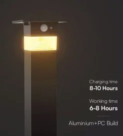 Illuminazione Per Esterno- Piantana led solare da esterno vtac nero 3000k