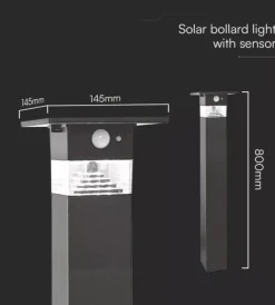 Illuminazione Per Esterno- Piantana led solare da esterno vtac nero 3000k