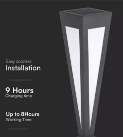 Illuminazione Per Esterno- Piantana led solare da esterno vtac nero a cono con telecomando 3000k