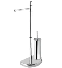 Accessori Bagno- Piantana porta rotolo e scopino cromo hibiscus