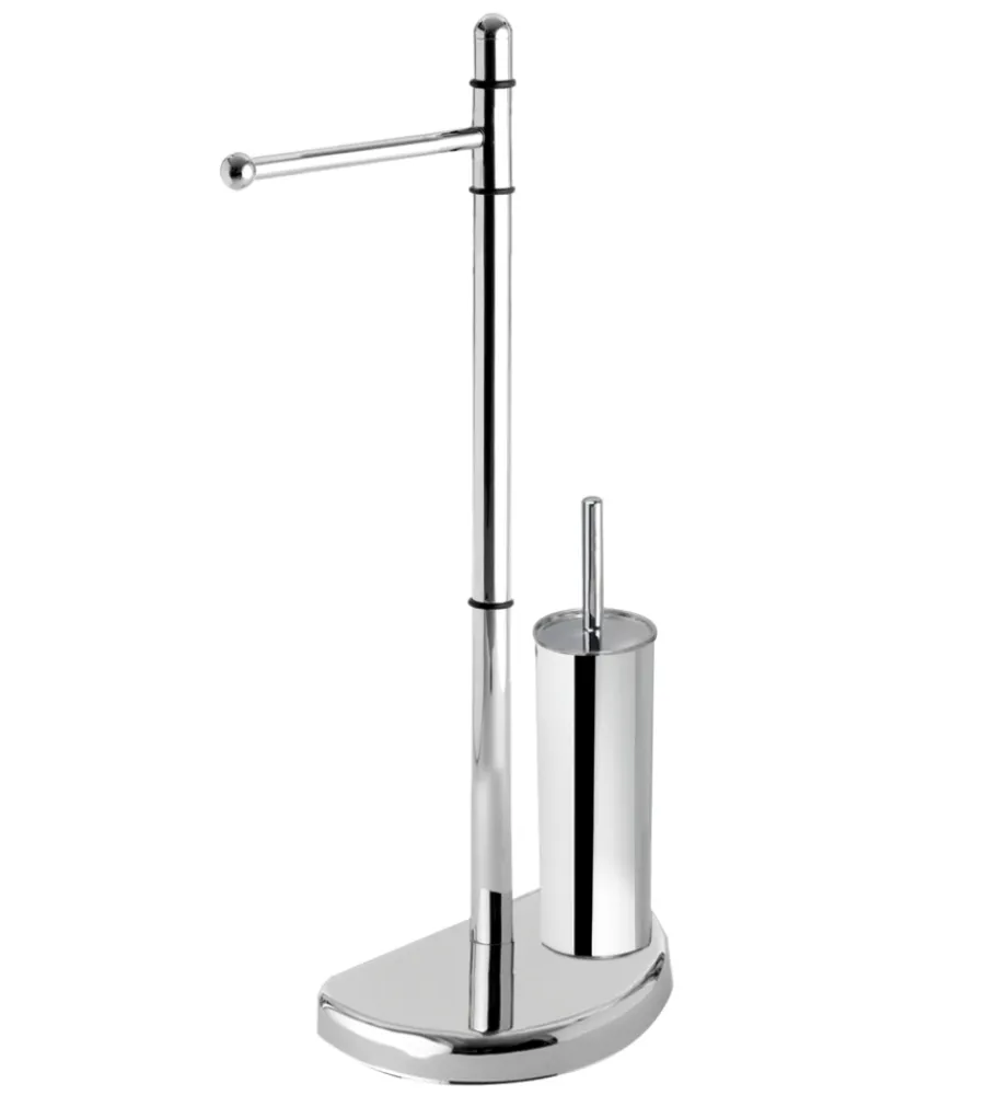 Accessori Bagno- Piantana porta rotolo e scopino cromo hibiscus