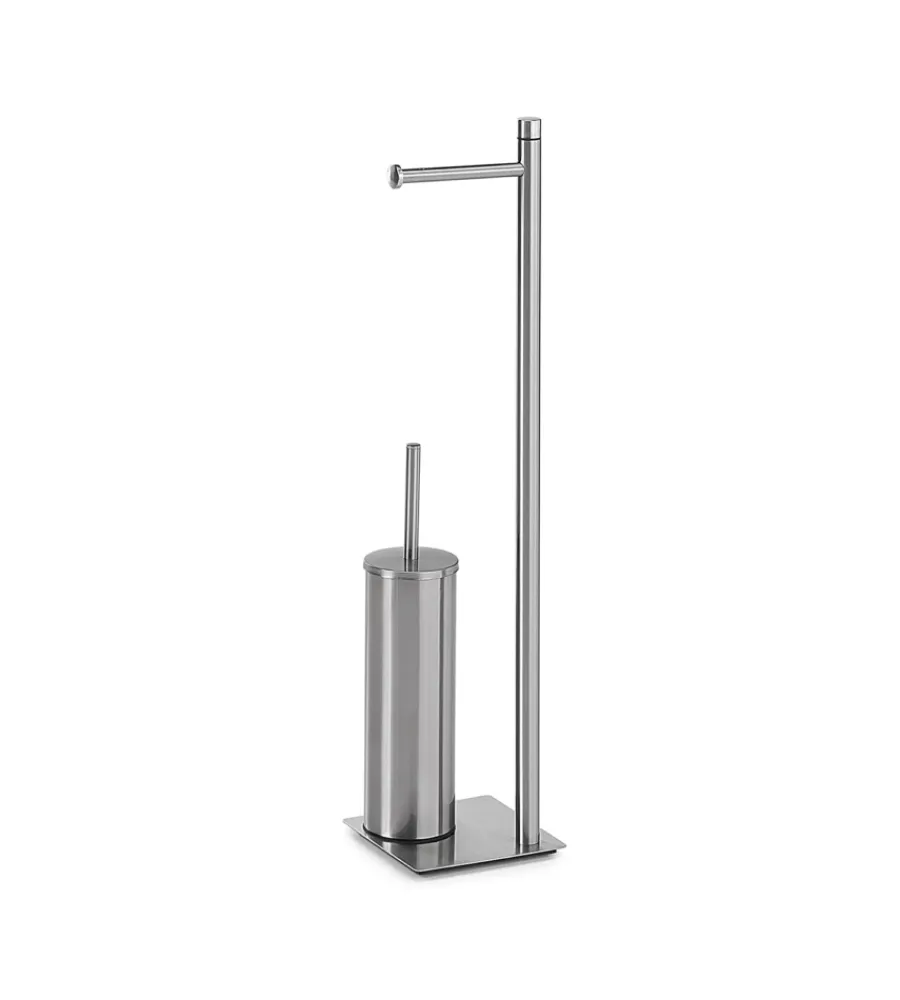 Accessori Bagno- Piantana portarotolo e scopino wc gedy "trilly" in acciaio inox spazzolato