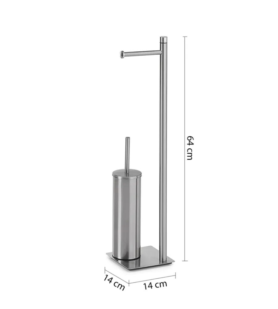 Accessori Bagno- Piantana portarotolo e scopino wc gedy "trilly" in acciaio inox spazzolato