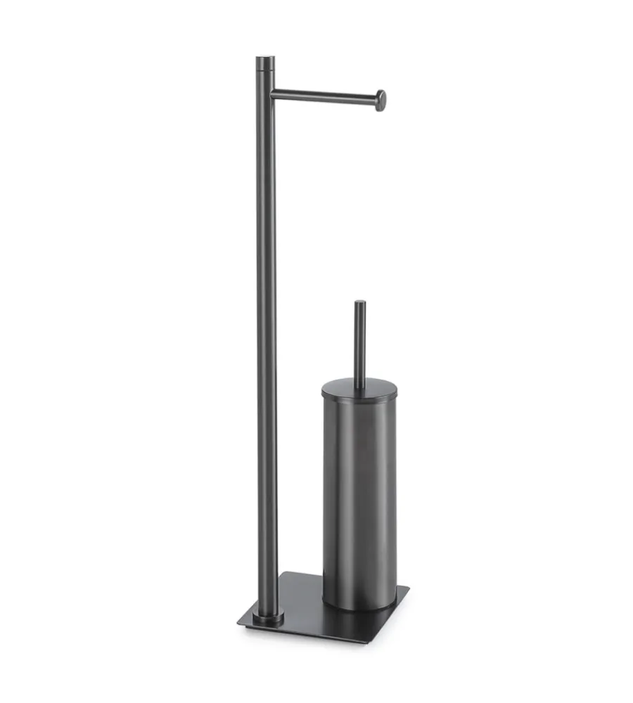 Accessori Bagno|Piantana portarotolo e scopino wc gedy "trilly" in acciaio inox gun metal