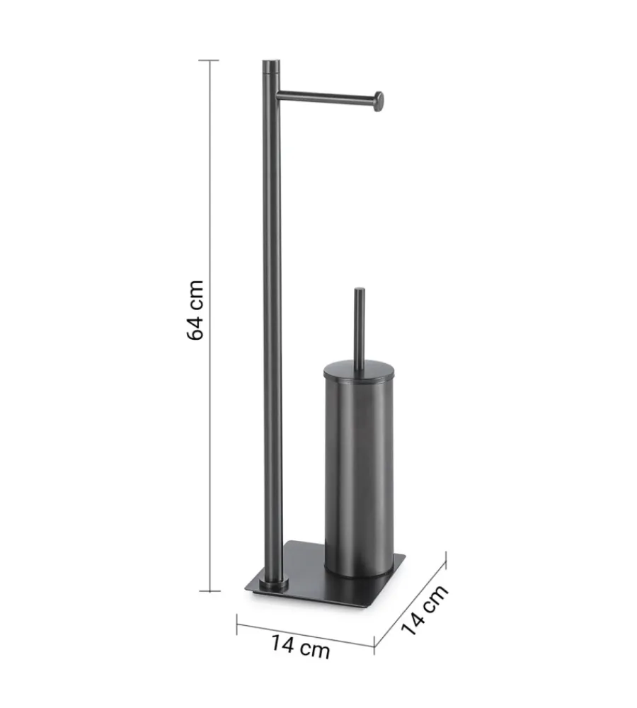 Accessori Bagno|Piantana portarotolo e scopino wc gedy "trilly" in acciaio inox gun metal