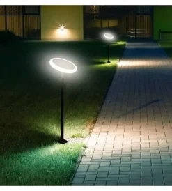 Illuminazione Per Esterno- Piantana solare led da esterno nero 4000k, 3w