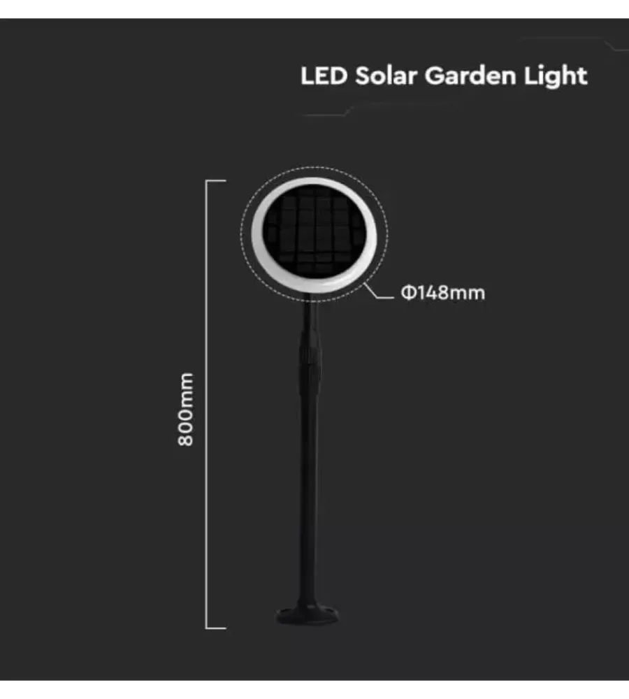 Sale Piantana solare led da esterno nero 3000k, 3w Illuminazione Per Esterno