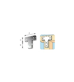 Ferramenta Per Esterno- Piastra a "t" forata 80 x 68 x 38 mm.