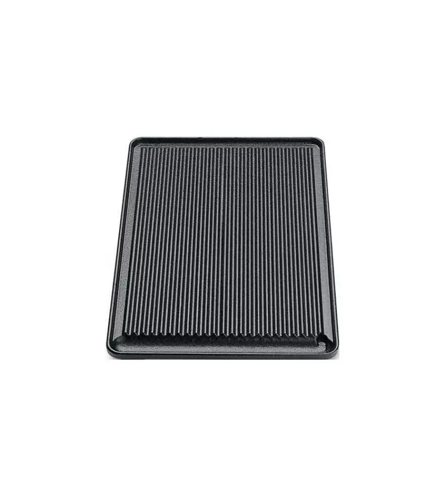 Barbecue-Ompagrill Piastra di cottura in ghisa rigata 40x28cm