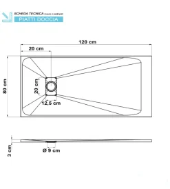 Docce E Accessori- Piatto doccia effetto pietra bianco, 80x120 cm