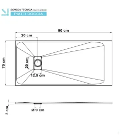 Sale Piatto doccia effetto pietra grigio, 70x90 cm Docce E Accessori