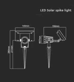 Outlet Picchetto faretto led solare da esterno vtac nero 6400k Illuminazione Per Esterno
