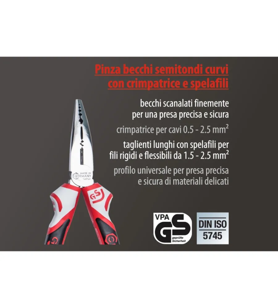 Hot Pinza becchi curvi 3k con crimpatrice e spelafili 160 mm. Pinze E Tenaglie