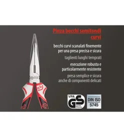 Pinze E Tenaglie- Pinza becchi semitondi curvi 3k 200 mm.