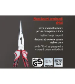 Pinze E Tenaglie- Pinza becchi semitondi dritti 3k 200 mm.