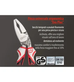 Pinze E Tenaglie- Pinza universale ergonomica 3k evo plus 190 mm.