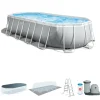Clearance Piscina fuori terra con struttura ovale "prisma" con pompa filt grigio chiaro 610x305x122 cm - cod. 26798np Piscine