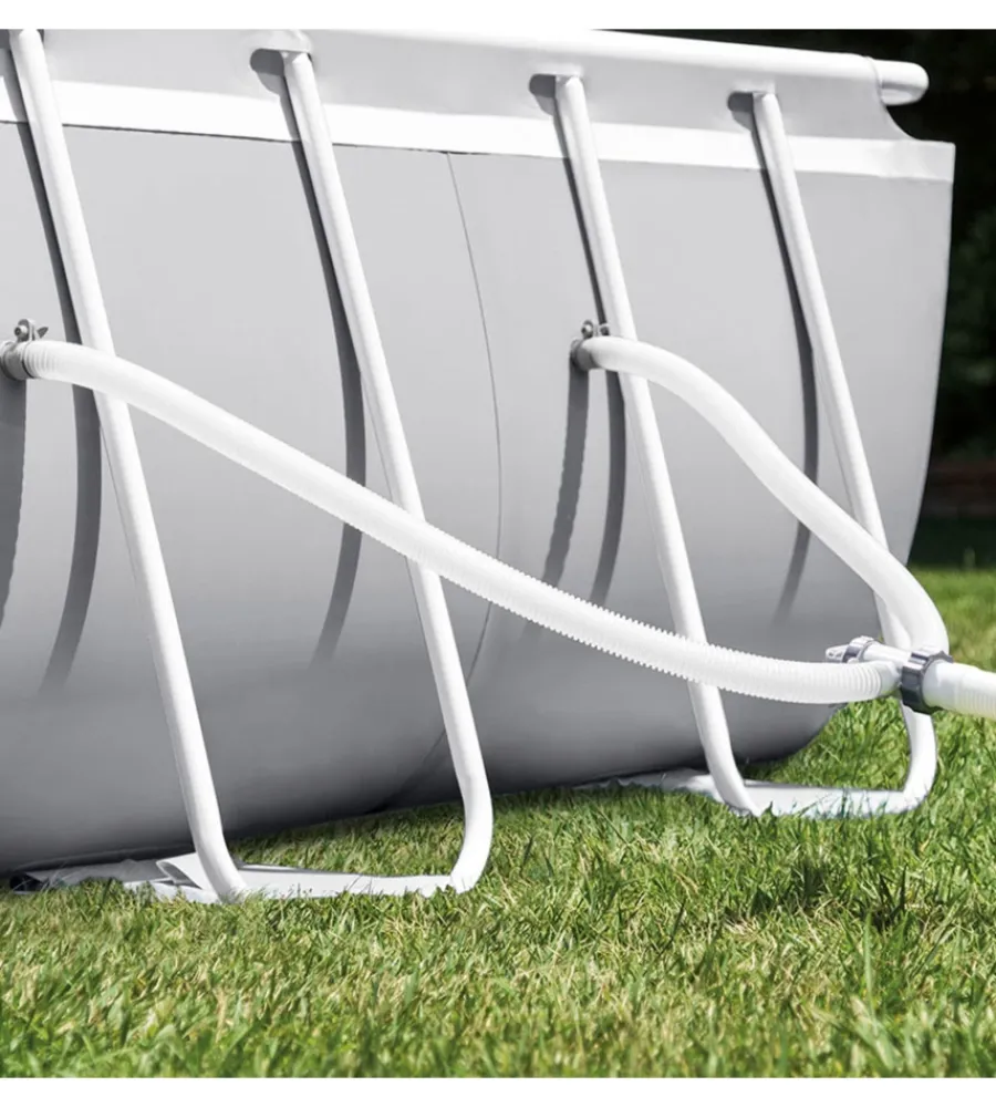 Clearance Piscina fuori terra con struttura ovale "prisma" con pompa filt grigio chiaro 610x305x122 cm - cod. 26798np Piscine