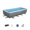 New Piscina fuori terra con struttura rettangolare "power steel frame" con di pompa, scaletta, copertura e chemconnect antracite 549x274x122 cm - cod. 56466-new Piscine