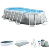 Intex Piscine|Piscina fuori terra con struttura ovale "prisma frame" con pompa filt grigio chiaro 503x274x122 cm - cod. 26796np