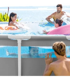 Intex Piscine|Piscina fuori terra con struttura rotonda "prisma frame clearview" grigio chiaro 488x488x122 cm - cod. 26730np