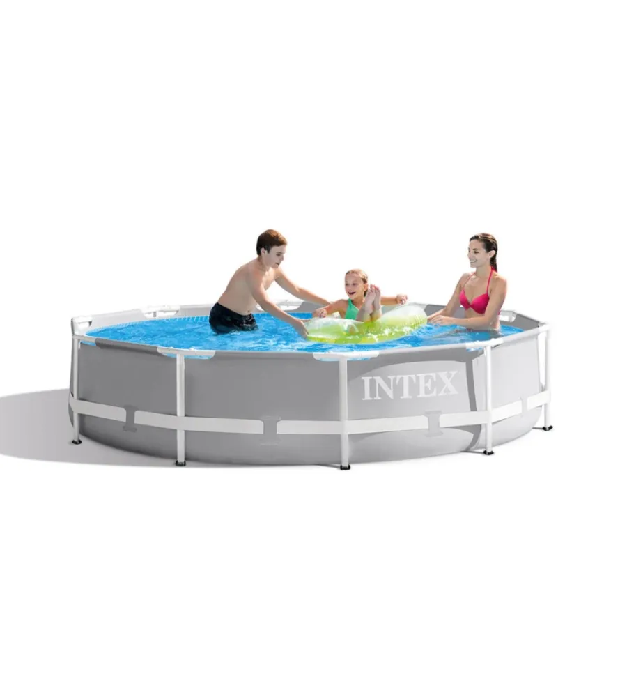 Piscine-Intex Piscina fuori terra con struttura rotonda "prisma frame" grigio chiaro 305x305x76 - cod. 26700np