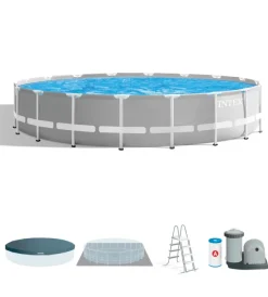 Intex Piscine|Piscina fuori terra con struttura rotonda "prisma frame" grigio chiaro 549x549x122 cm - cod. 26732np
