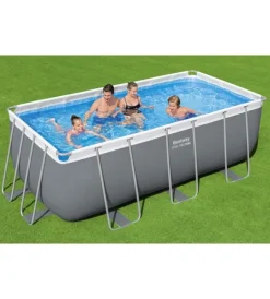 Piscine-Bestway Piscina fuori terra con struttura rettangolare "steel pro max" grigio scuro 412x201x122 cm