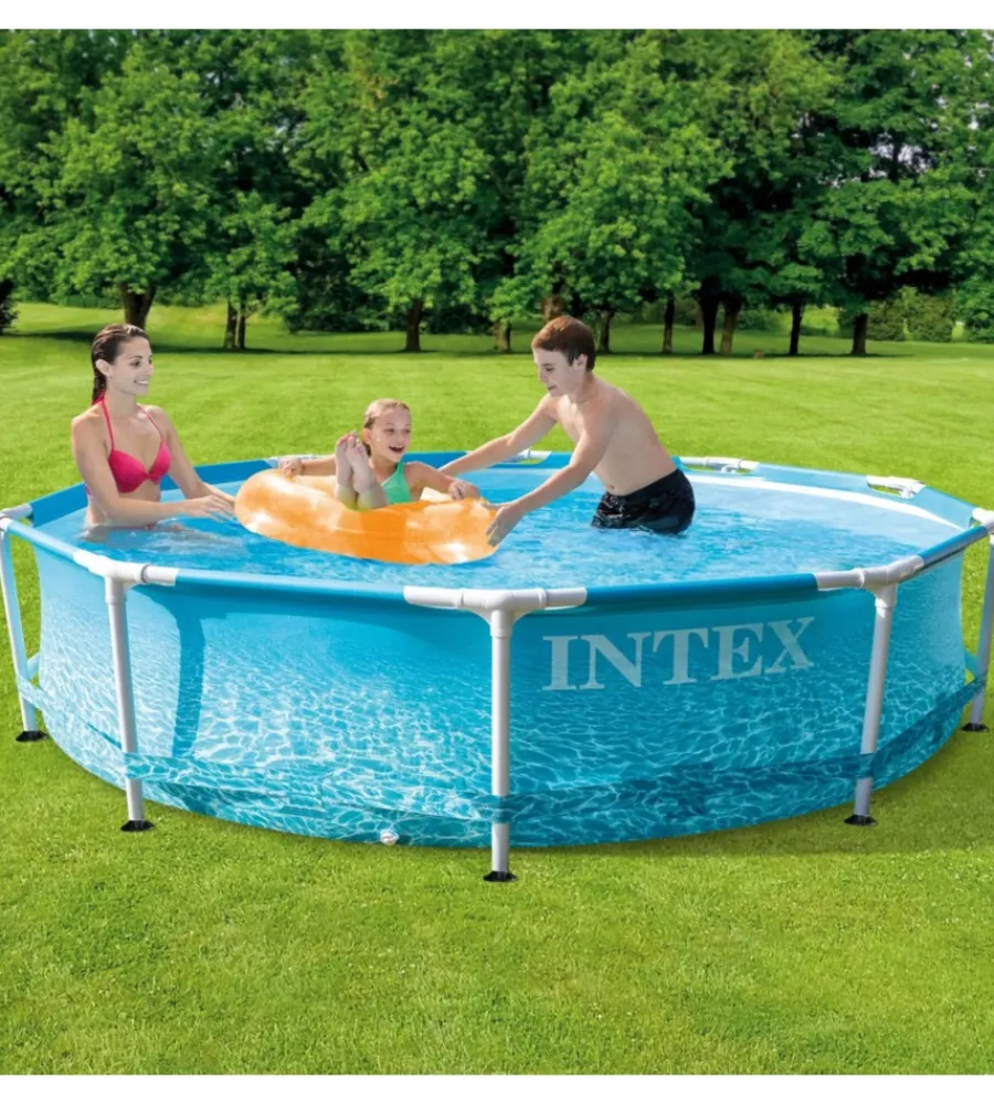Piscine-Intex Piscina fuori terra con struttura rotonda "metal frame beachside" blu 305x305x76 cm - cod. 28206np